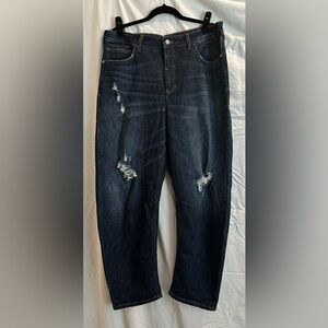 Pilcro women’s Relaxed Distressed Boyfriend Dark Blue Jeans.